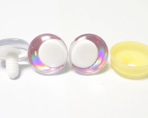 D12-Light pink disc 3D offcentre eyes white pupil clear toy eyes with sinker washer  14mm-35mm option  for craft doll