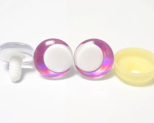 D12-Dark pink disc 3D offcentre eyes white pupil clear toy eyes with sinker washer  14mm-35mm option  for craft doll