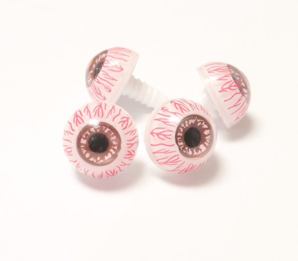 21mm pink & green pupil bloodshot eyes for diy plush doll findings with washer - Image 2
