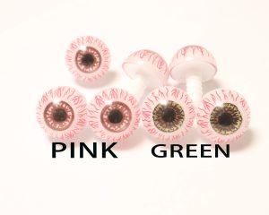 21mm pink & green pupil bloodshot eyes for diy plush doll findings with washer