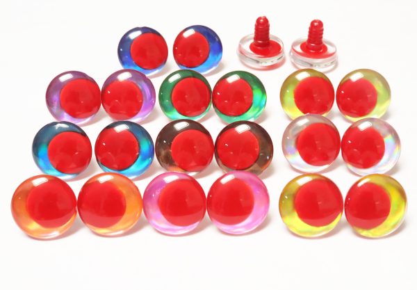 D12-mixed color disc 3D offcentre eyes red pupil clear toy eyes with sinker washer  14mm-35mm option  for craft doll - Image 3