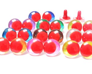 D12-mixed color disc 3D offcentre eyes red pupil clear toy eyes with sinker washer  14mm-35mm option  for craft doll