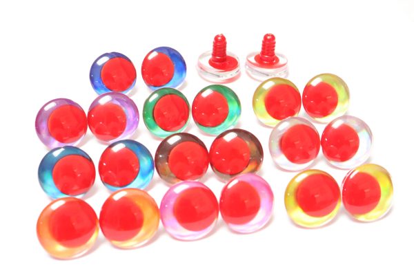 D12-mixed color disc 3D offcentre eyes red pupil clear toy eyes with sinker washer  14mm-35mm option  for craft doll - Image 4