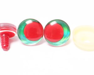 D12-green disc 3D offcentre eyes red pupil clear toy eyes with sinker washer  14mm-35mm option  for craft doll