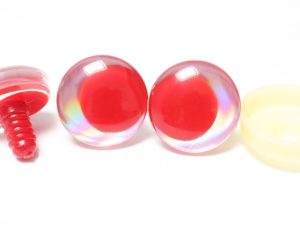 D12-light pink disc 3D offcentre eyes red pupil clear toy eyes with sinker washer  14mm-35mm option  for craft doll