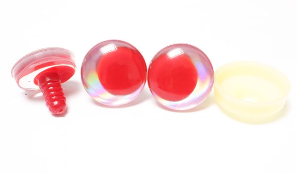 D12-light pink disc 3D offcentre eyes red pupil clear toy eyes with sinker washer  14mm-35mm option  for craft doll