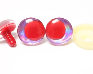 D12-purple disc 3D offcentre eyes red pupil clear toy eyes with sinker washer  14mm-35mm option  for craft doll