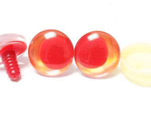 D12-orange disc 3D offcentre eyes red pupil clear toy eyes with sinker washer  14mm-35mm option  for craft doll