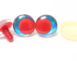D12-blue disc 3D offcentre eyes red pupil clear toy eyes with sinker washer  14mm-35mm option  for craft doll