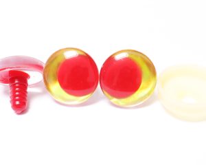 D12-gold disc 3D offcentre eyes red pupil clear toy eyes with sinker washer  14mm-35mm option  for craft doll