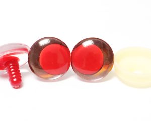 D12-brown disc 3D offcentre eyes red pupil clear toy eyes with sinker washer 14mm-35mm option for craft doll