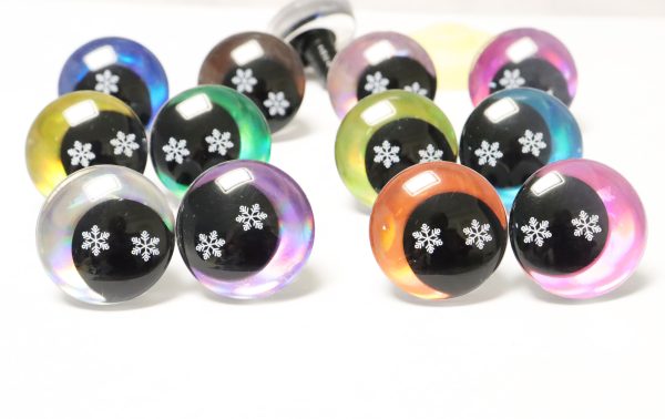 D12-mixed color  disc 3D offcentre eyes black  pupil with snow toy eyes with hard  washer  option  for craft doll 18mm-20mm-25mm - Image 2