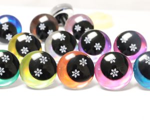 D12-mixed color disc 3D offcentre eyes black pupil with snow toy eyes with hard washer option for craft doll 18mm-20mm-25mm