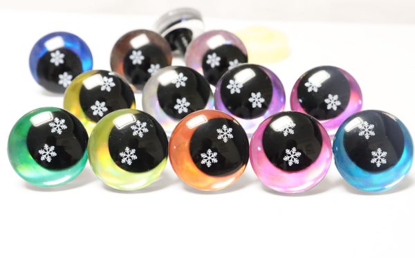 D12-mixed color  disc 3D offcentre eyes black  pupil with snow toy eyes with hard  washer  option  for craft doll 18mm-20mm-25mm