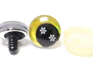 D12-gold disc 3D offcentre eyes black pupil with snow toy eyes with hard washer option for craft doll 18mm-20mm-25mm