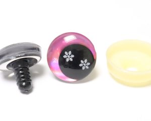 D12-Pink disc 3D offcentre eyes black pupil with snow toy eyes with sinker washer 18mm-20mm-25mm option for craft doll
