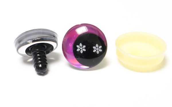 D12-dark Pink disc 3D offcentre eyes black pupil with snow toy eyes with sinker washer 18mm-20mm-25mm option  for craft doll