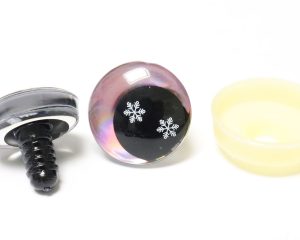 D12-light Pink disc 3D offcentre eyes black pupil with snow toy eyes with sinker washer 18mm-20mm-25mm option for craft doll