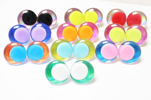 D12-Mixed color disc 25mm 30mm 3D offcentre Clear eyes mixed 10color  pupil clear toy eyes with sinker hard washer for diy craft doll eyes findings - Image 3