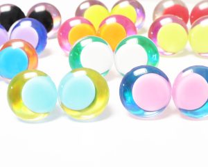 D12-Mixed color disc 25mm 30mm 3D offcentre Clear eyes mixed 10color pupil clear toy eyes with sinker hard washer for diy craft doll eyes findings