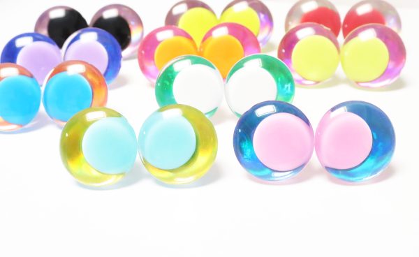 D12-Mixed color disc 25mm 30mm 3D offcentre Clear eyes mixed 10color  pupil clear toy eyes with sinker hard washer for diy craft doll eyes findings