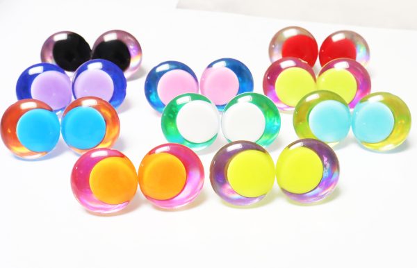 D12-Mixed color disc 25mm 30mm 3D offcentre Clear eyes mixed 10color  pupil clear toy eyes with sinker hard washer for diy craft doll eyes findings - Image 4