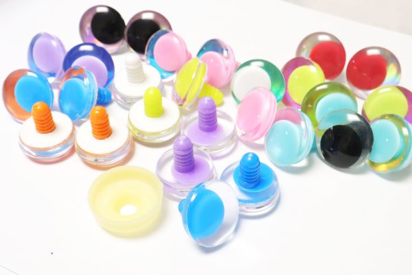 D12-Mixed color disc 25mm 30mm 3D offcentre Clear eyes mixed 10color  pupil clear toy eyes with sinker hard washer for diy craft doll eyes findings - Image 5