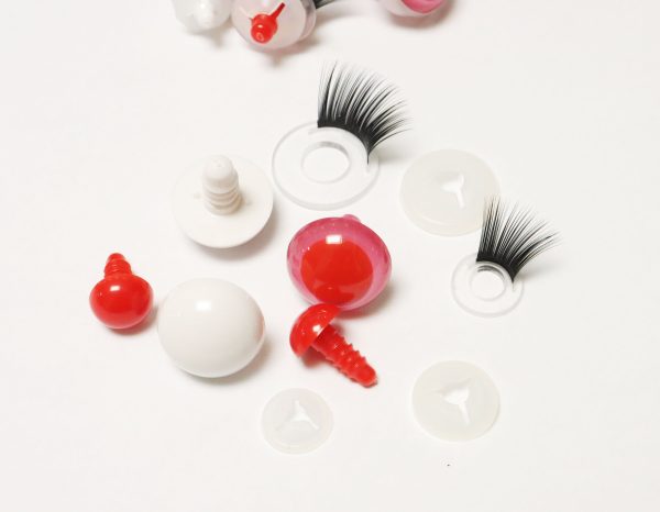 10mm-24mm red pink round eyes with eyelash tray with handpress washer for diy plush doll findings Handmade amigurumi doll - Image 2