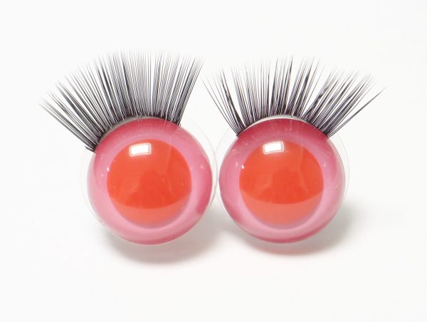 10mm-24mm red pink round eyes with eyelash tray with handpress washer for diy plush doll findings Handmade amigurumi doll