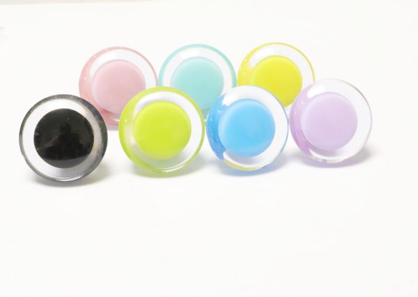 25mm-30mm mixed 7colors pupil  3D Centre toy eyes with hard washer for diy craft plush doll findings