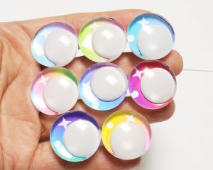 ZX10-MIXED COLOR 3D offcentre eyes white pupil clear toy eyes with sinker washer 14mm-35mm option for craft doll