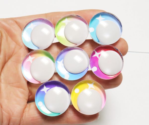 ZX10-MIXED COLOR 3D offcentre eyes white pupil clear toy eyes with sinker washer  14mm-35mm option  for craft doll