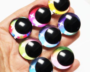 ZX10-MIXED COLOR 3D offcentre eyes black pupil clear toy eyes with sinker washer 12mm-40mm option for craft doll