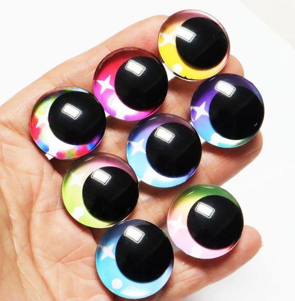 ZX10-MIXED COLOR 3D offcentre eyes black pupil clear toy eyes with sinker washer 12mm-40mm option  for craft doll