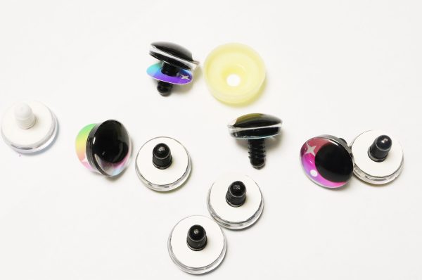 N19-MIXED COLOR 3D offcentre eyes black pupil clear toy eyes with sinker washer 12mm-40mm option  for craft doll - Image 3