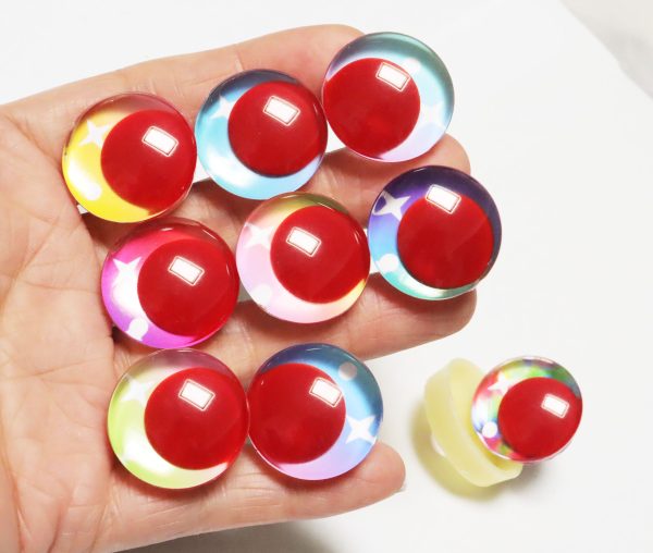 ZX10-MIXED COLOR 3D offcentre eyes red pupil clear toy eyes with sinker washer 14mm-35mm option  for craft doll - Image 2