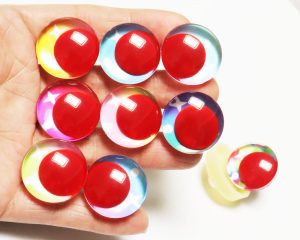 ZX10-MIXED COLOR 3D offcentre eyes red pupil clear toy eyes with sinker washer 14mm-35mm option for craft doll