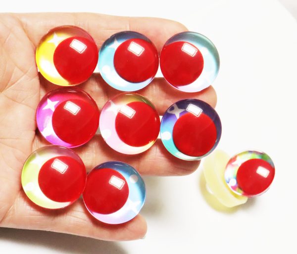 ZX10-MIXED COLOR 3D offcentre eyes red pupil clear toy eyes with sinker washer 14mm-35mm option  for craft doll