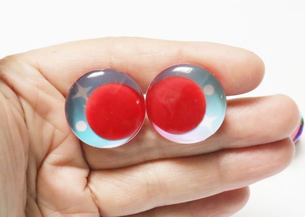ZX10-MIXED COLOR 3D offcentre eyes red pupil clear toy eyes with sinker washer 14mm-35mm option  for craft doll - Image 3