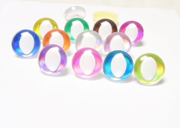 D12-MIXED COLOR disc 25mm 3D cat  eyes white pupil  toy eyes with sinker washer for diy craft doll findings