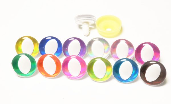 D12-MIXED COLOR disc 25mm 3D cat  eyes white pupil  toy eyes with sinker washer for diy craft doll findings - Image 3