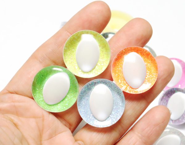 C11-MIXED COLOR disc 25mm 3D cat  eyes white pupil  toy eyes with sinker washer for diy craft doll findings - Image 3