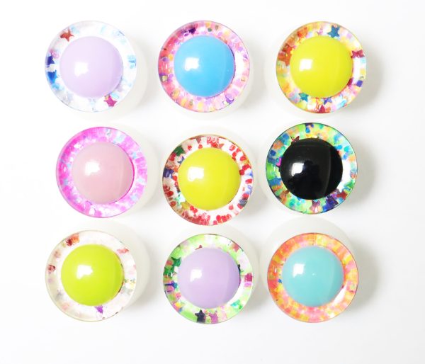 S9-mixed color disc and mixed pupil 25mm-30mm mixed 7colors pupil  3D Centre toy eyes with hard washer for diy craft plush doll findings