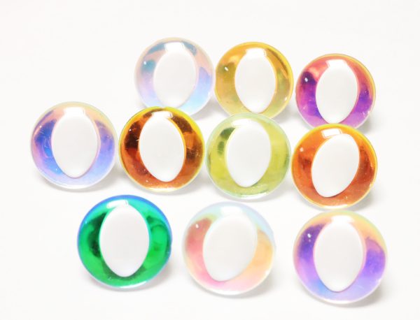 hc10-MIXED COLOR disc 25mm 3D cat  eyes white pupil  toy eyes with sinker washer for diy craft doll findings