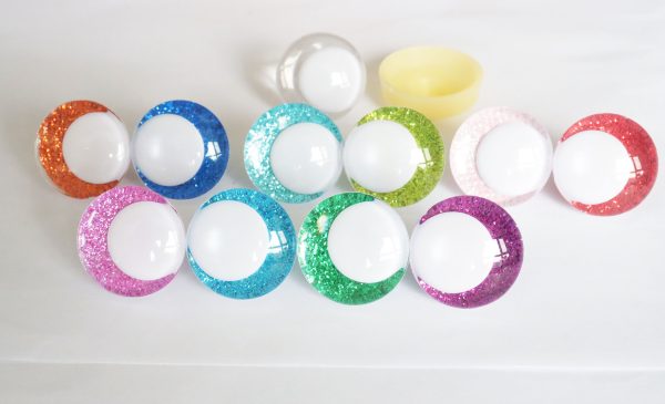 N19-mixed color 3D offcentre eyes white pupil clear toy eyes with sinker washer 14mm-35mm option  for craft doll - Image 2