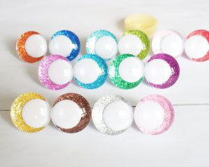N19-mixed color 3D offcentre eyes white pupil clear toy eyes with sinker washer 14mm-35mm option for craft doll
