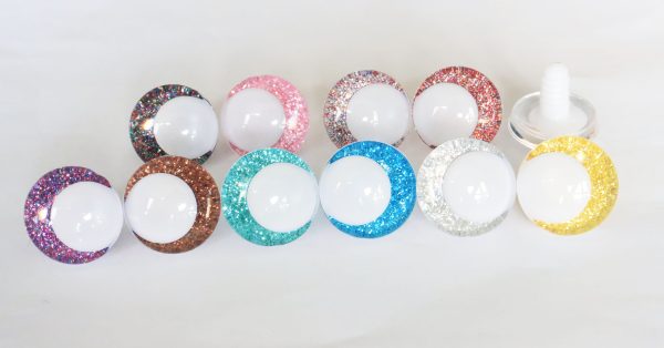 N19-mixed color 3D offcentre eyes white pupil clear toy eyes with sinker washer 14mm-35mm option  for craft doll - Image 3