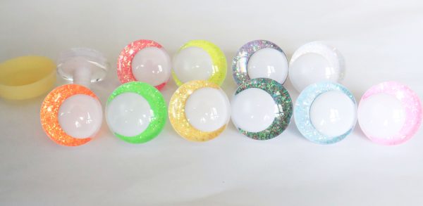 C11-mixed color 3D offcentre eyes white pupil clear toy eyes with sinker washer 14mm-35mm option  for craft doll