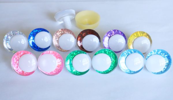 B11-mixed color 3D offcentre eyes white pupil clear toy eyes with sinker washer 14mm-35mm option  for craft doll - Image 2