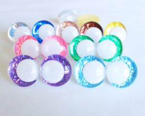 B11-mixed color 3D offcentre eyes white pupil clear toy eyes with sinker washer 14mm-35mm option for craft doll